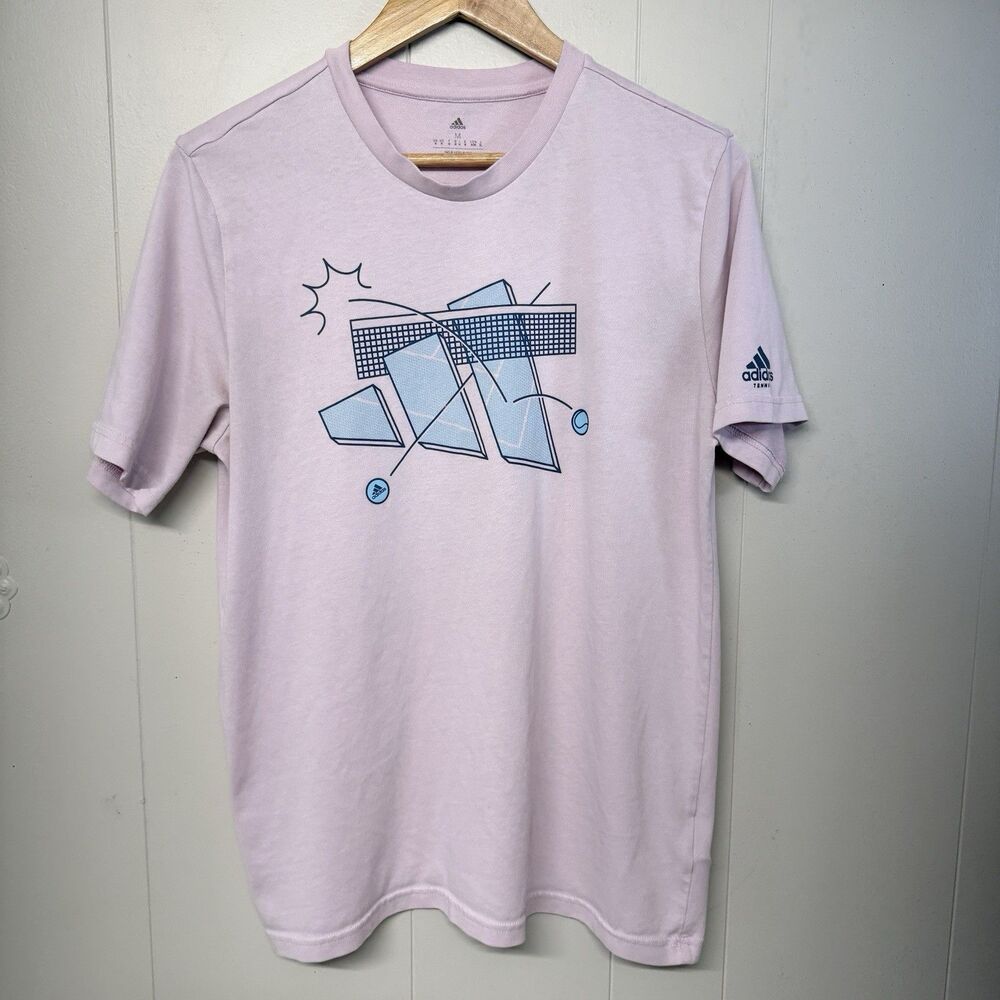 Adidas Aeroready  Tennis Graphic T Shirt Pink Men M GUC